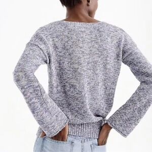 New J Crew Marled Flare Sleeve Sweater V Neck M H8986 Womens